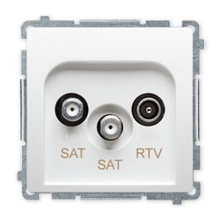 SIMON BASIC Gniazdo antenowe RTV-SAT-SAT podwójne do ramki białe BMZAR+SAT3.1-P2.01/11