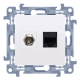 SIMON 10 Gniazdo antenowe typ F + gniazdo komputerowe RJ45 do ramki białe CASFRJ455.01/11
