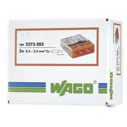 WAGO Szybkozłączka na drut 3x0,5-2,5mm² transparentna 2273-203 opak. 100szt.