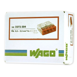 WAGO Szybkozłączka na drut 4x0,5-2,5mm² transparentna 2273-204 opak. 100szt.