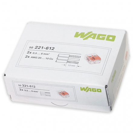 WAGO Szybkozłączka uniwersalna 2x0,5-6mm² transparentna 221-612 opak. 50szt.