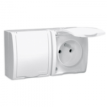 SIMON AQUARIUS Gniazdo podwójne z klapką natynkowe hermetyczne IP54 białe AQGZ1-2/11