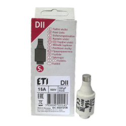 ETI 5x Wkładka bezpiecznikowa 16A DII gF / BiWts 500V AC/440V DC E27 002312105